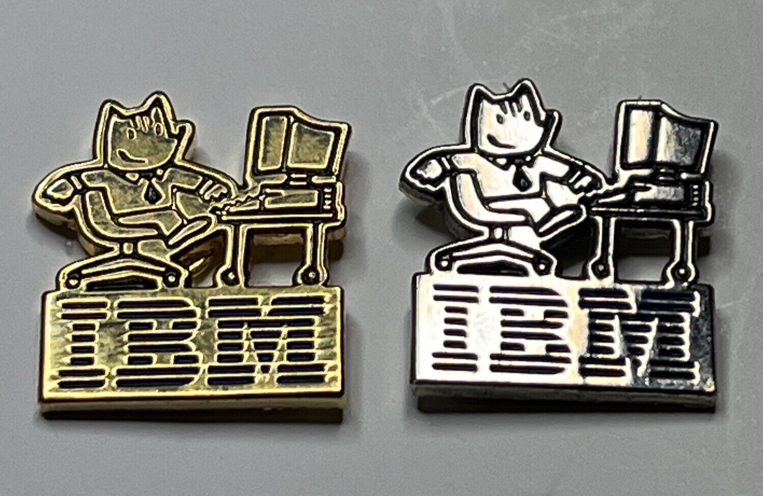 IBM Olympic Pin ~ Mascot Cobi at Computer ~ 1992 Barcelona ~ Lot of 2