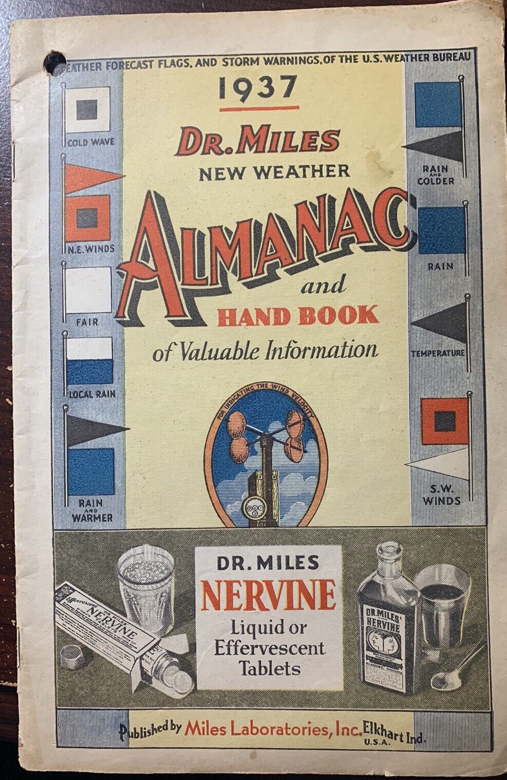 Dr Miles New Weather Almanac 1937 Antique Collectible Storm Warnings L G