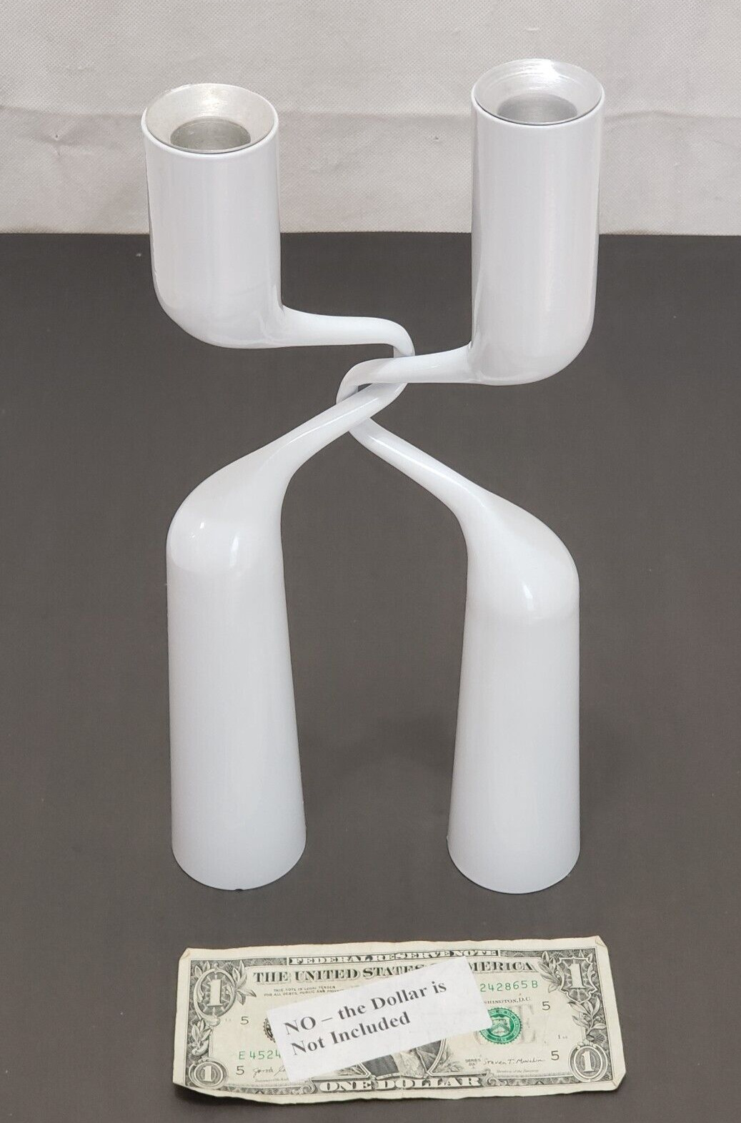 Mikaela Dorfel Design - White Metal Candlestick Set of 2 - Nesting 12.5\