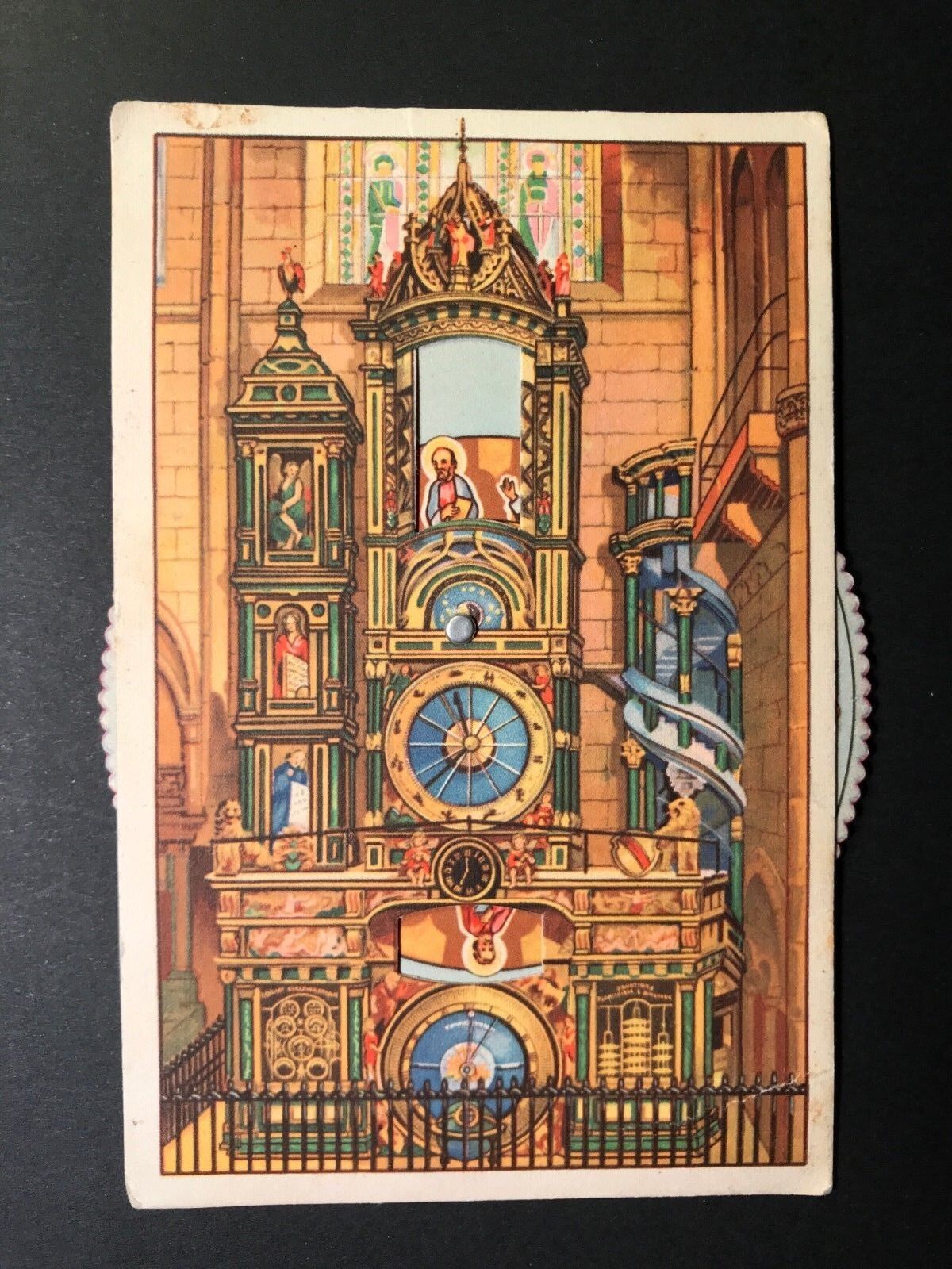 Mechanical Postcard Strasburg Germany - Astronomical Clock at Cathedral