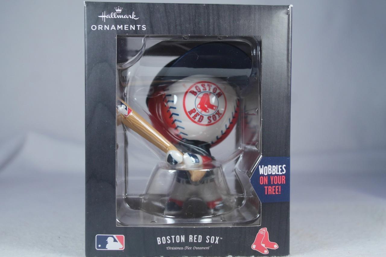 Hallmark \'Boston Red Sox\' Baseball MLB Bobble / Wobble Head Ornament New In Box