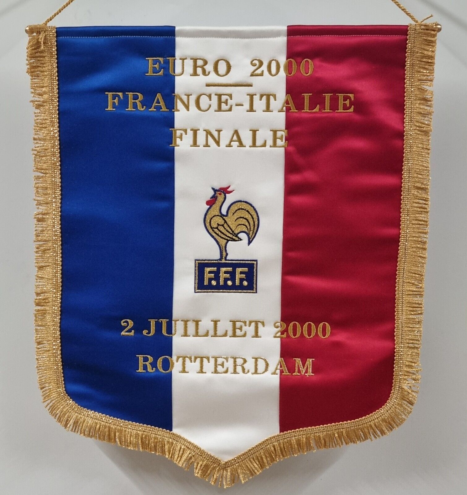 EURO 2000 Final France V Italy Embroidered Pennant Size  50cm x 42cm