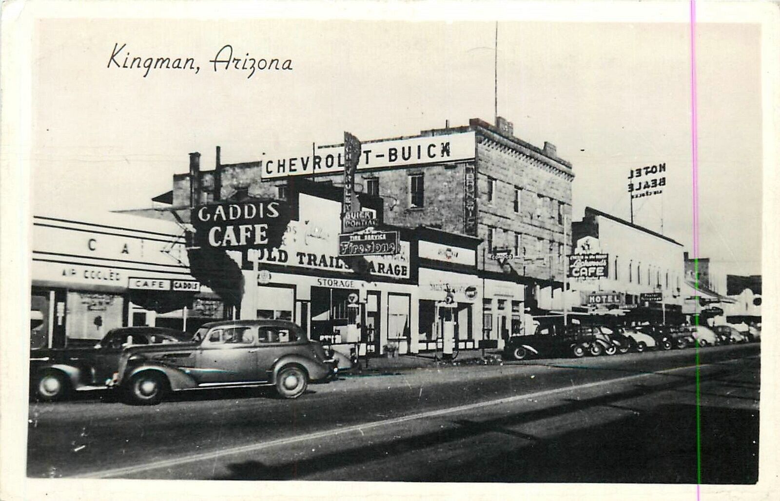 Postcard RPPC 1930s Arizona Kingman Route 66 Automobiles AZ24-1657