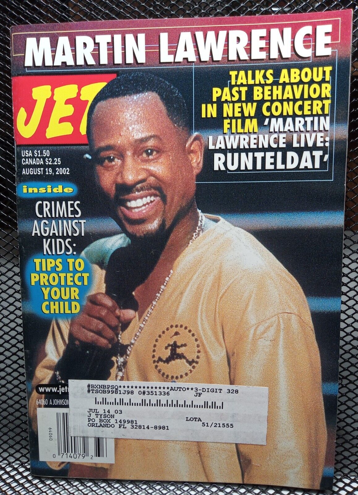 Martin Lawrence RUNTELDAT Stand Up Black Interest Vtg Jet Magazine Aug 19, 2002