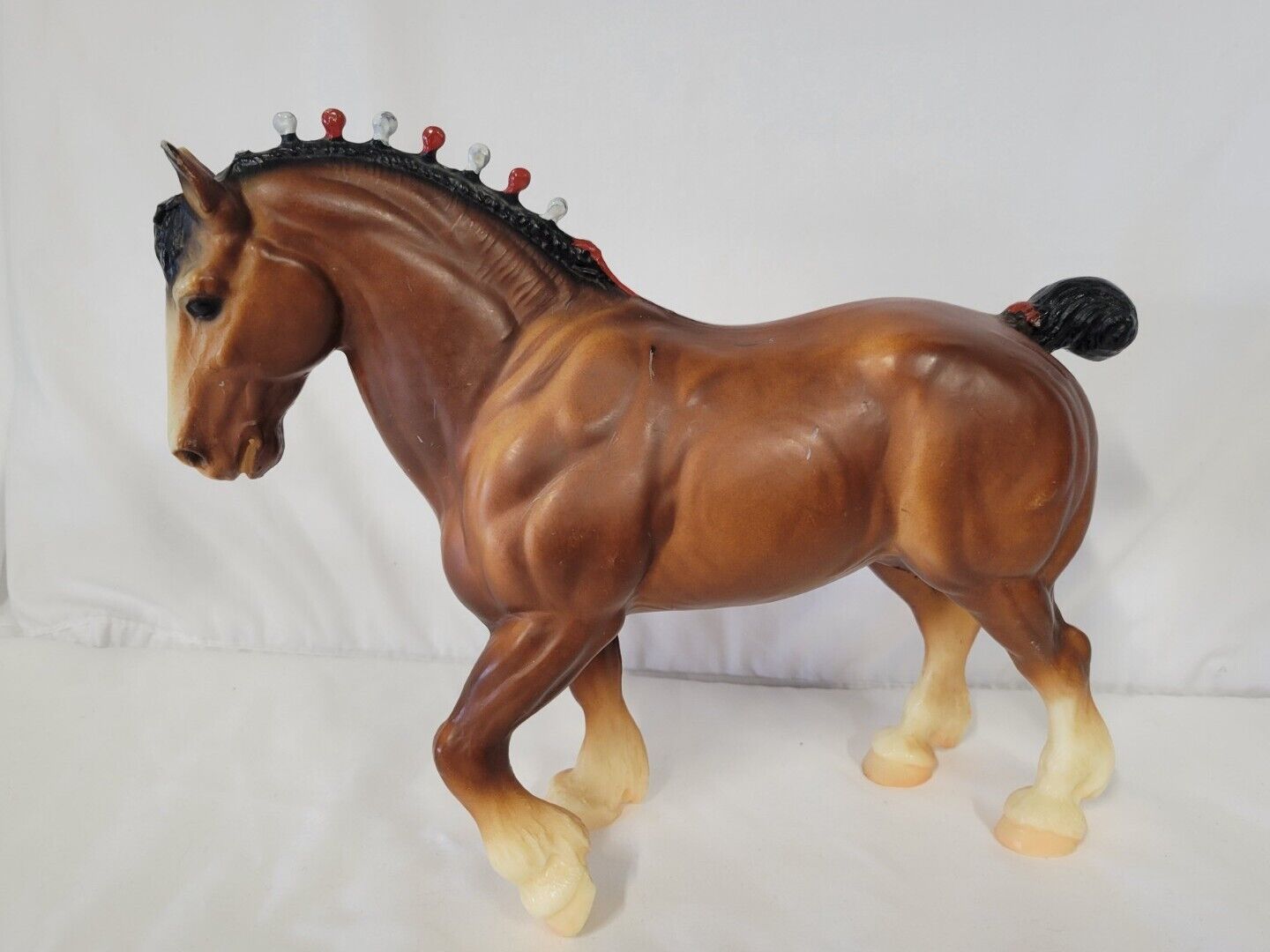 Vintage BREYER TRADITIONAL MODEL HORSE CLYDESDALE STALLION RED AND WHITE BOBS