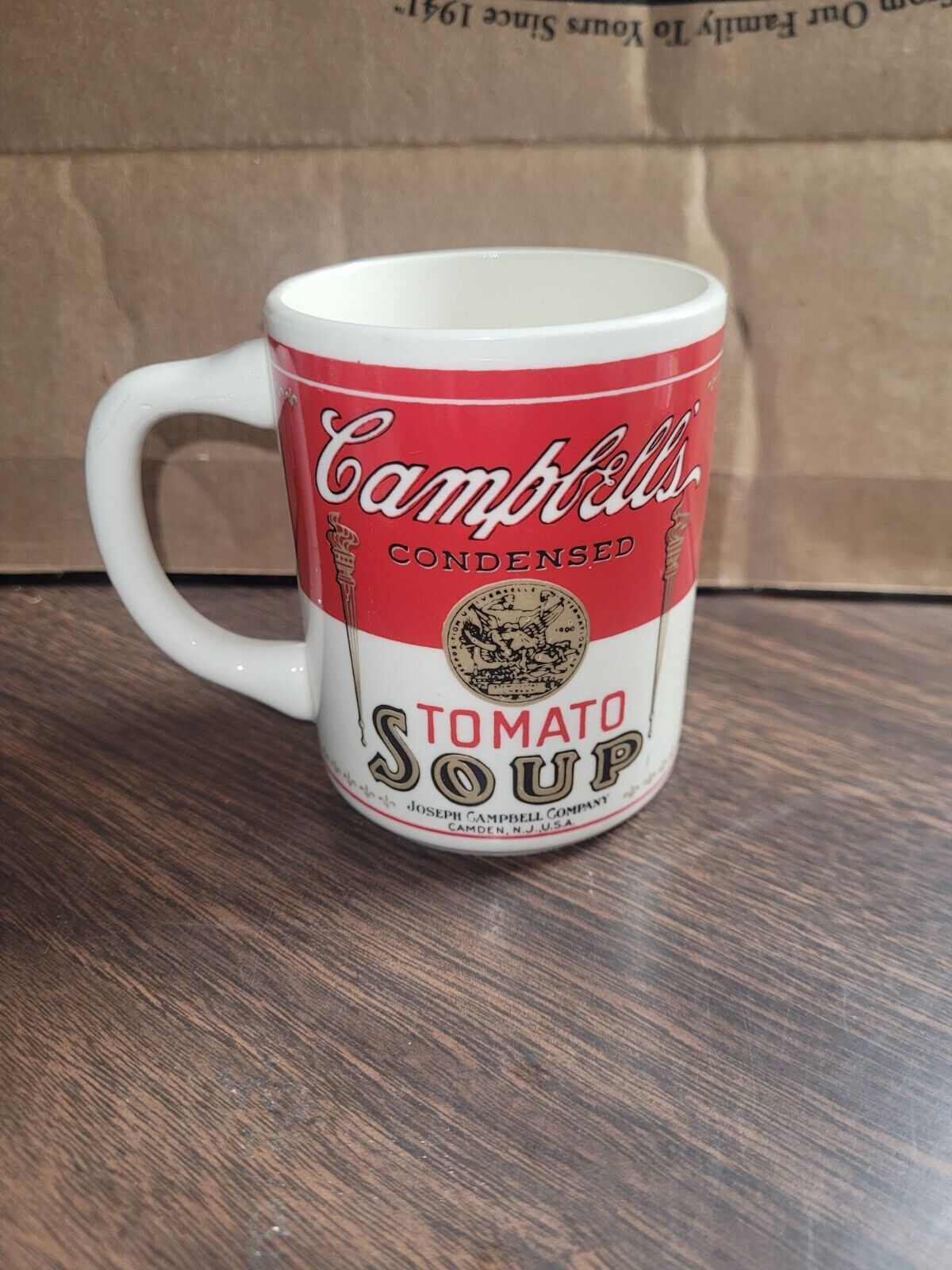 Vintage CAMPBELLS SOUP MUG Coffee Cup Tomato Condensed Soup Can Seal Ceramic USA