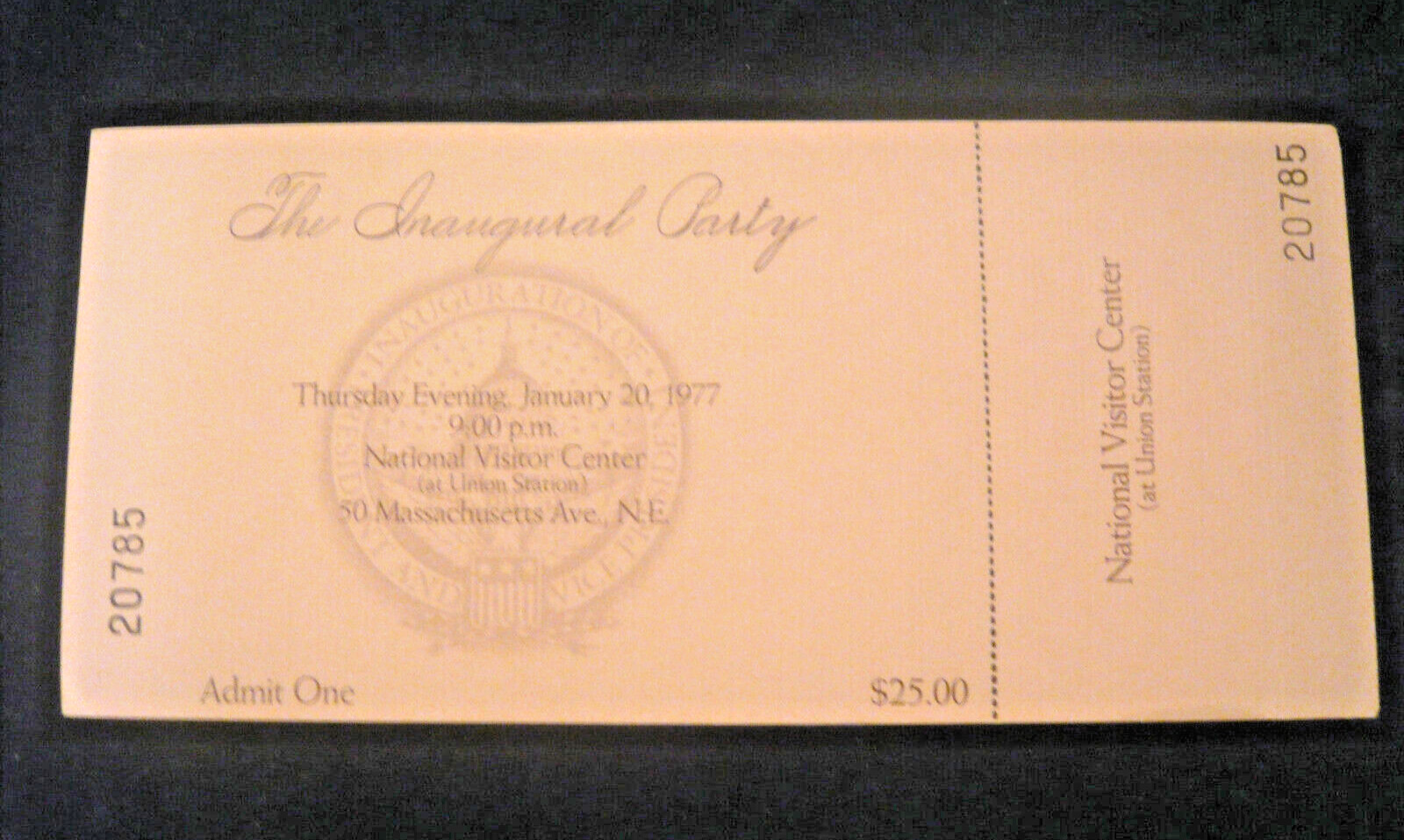 President Jimmy Rosalynn Carter Inaugural Ball Ticket 1977 Inauguration Party