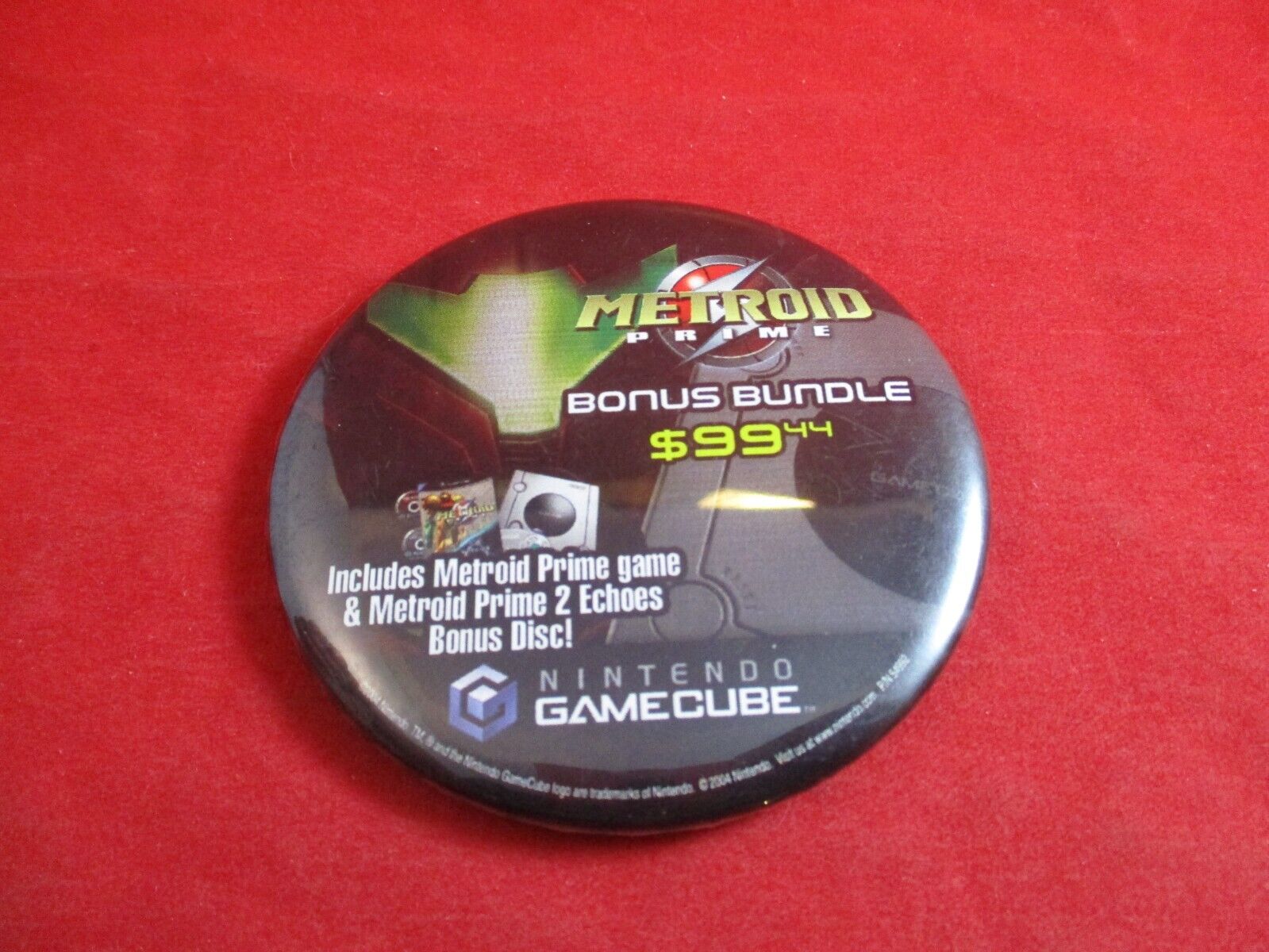 Metroid Prime Nintendo Gamecube Console Bundle Promo Pin Pinback Button