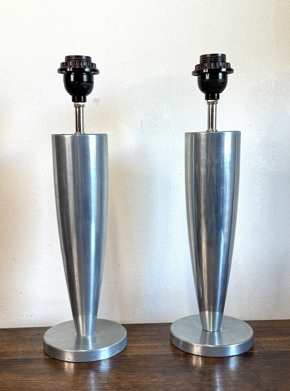 Vintage Pair of Post Modern Aluminum Lamps Circa 1998