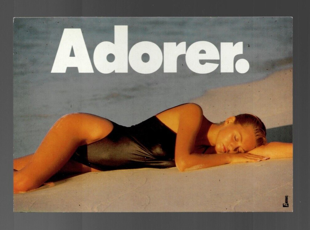 Vintage 1989 Amorimage French Postcard Adorer Love Woman Swimsuit Beach
