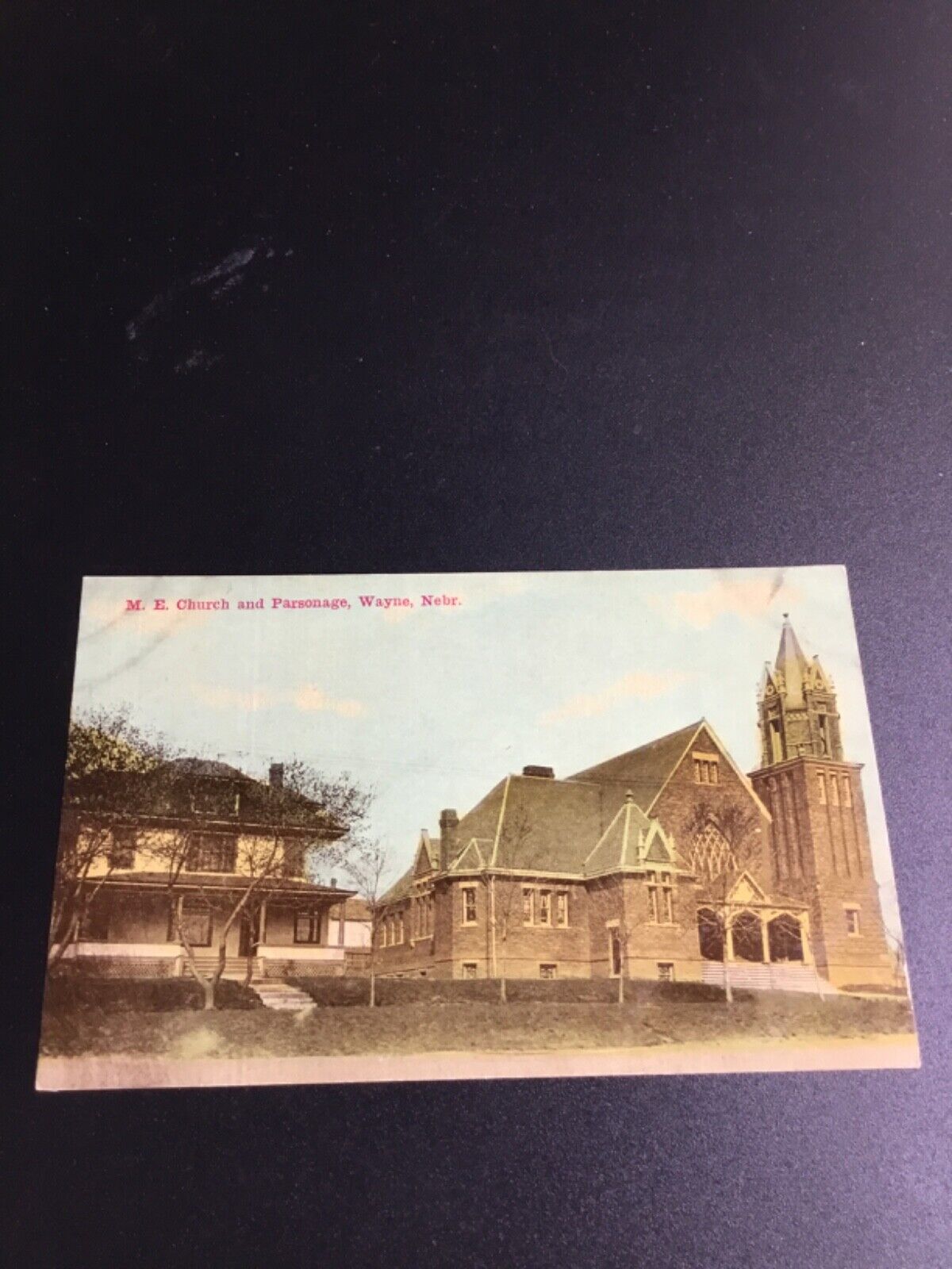 1911 Wayne, Nebraska Postcard - M.E. Church and Parsonage 923