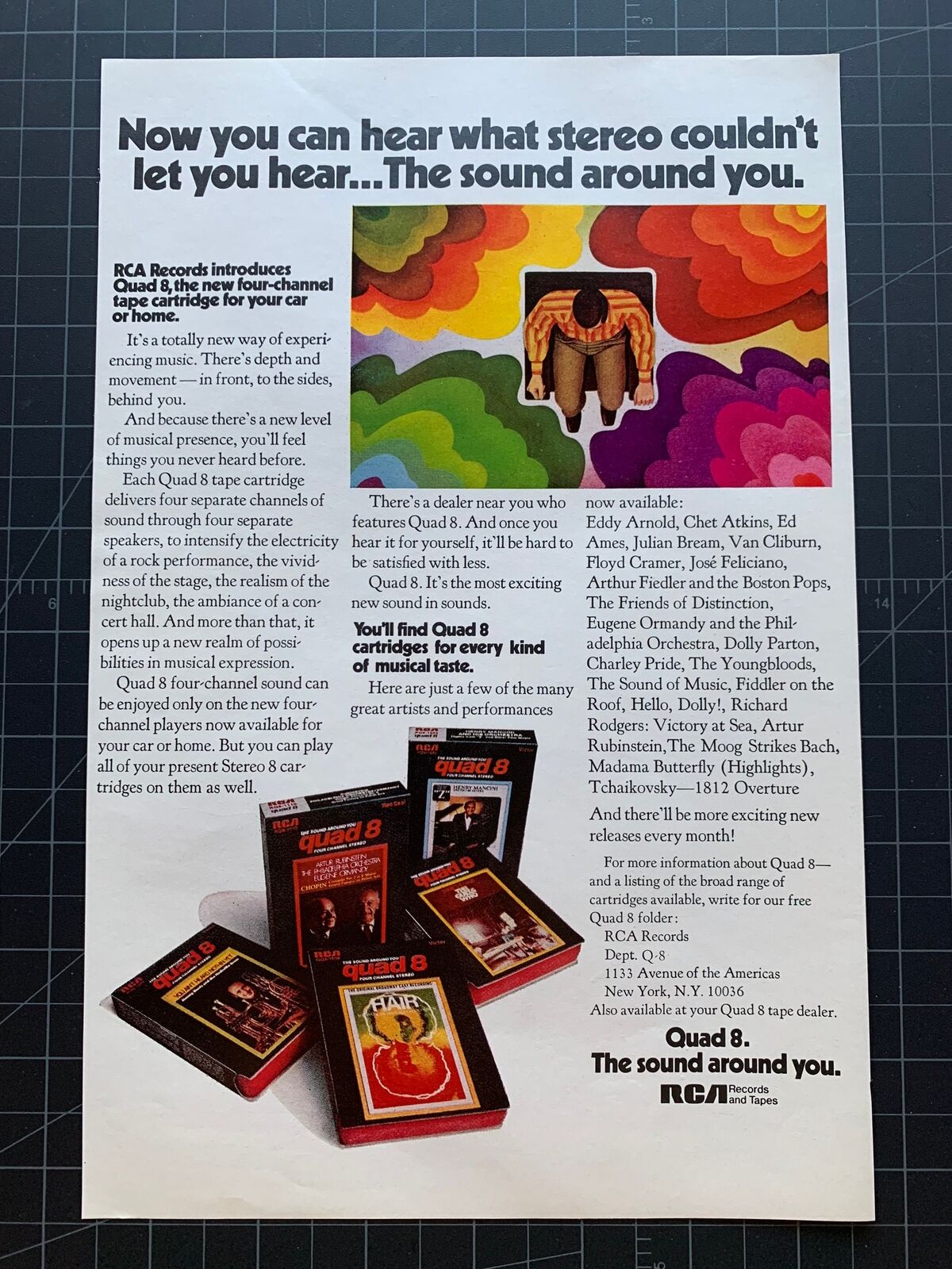Vintage 1971 RCA Stereo Quad 8 Tapes Print Ad