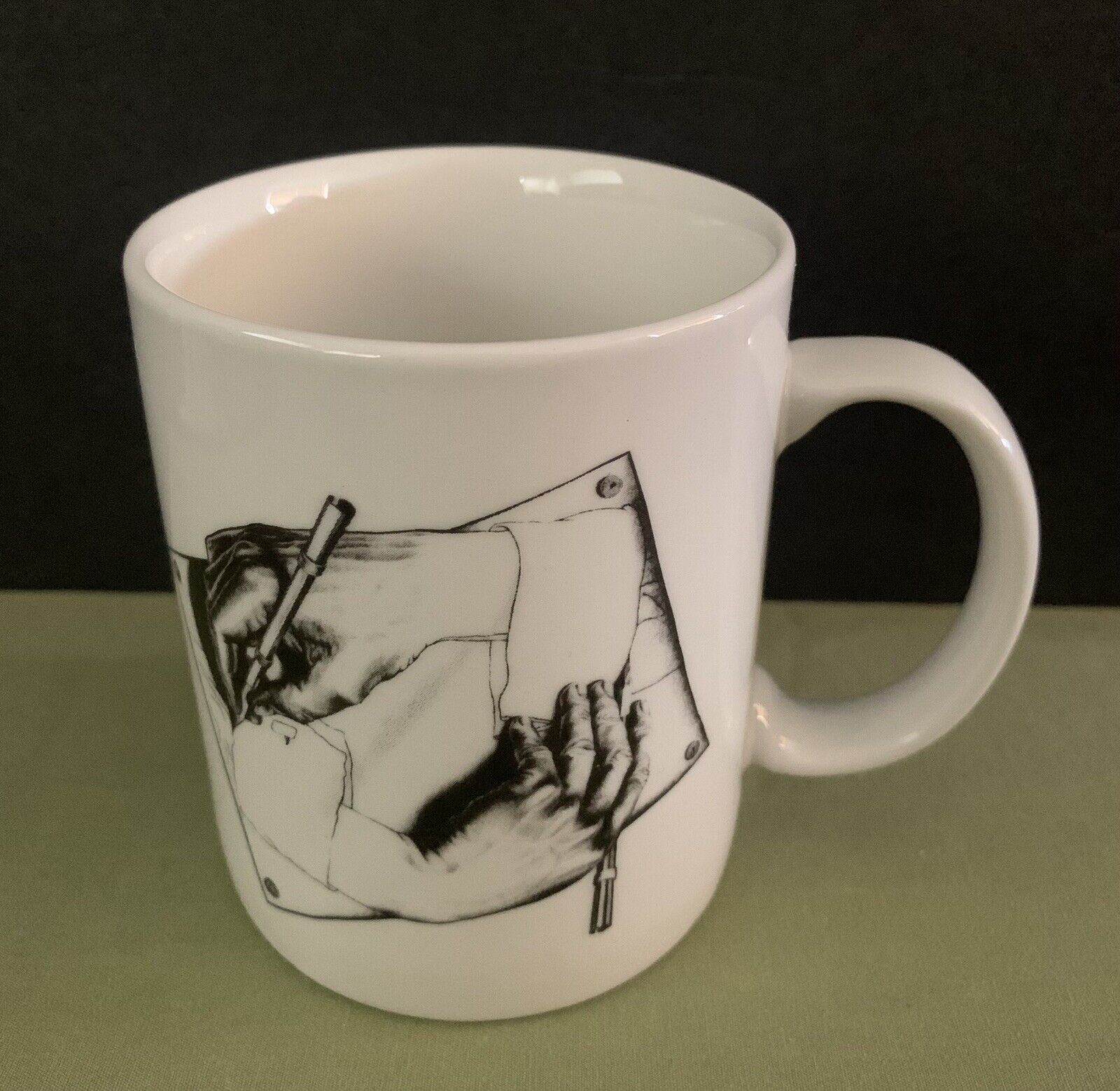 Vintage 1991 MC Escher 1898-1972 Art Mug Ceramic Cup Andazia Holland EUC