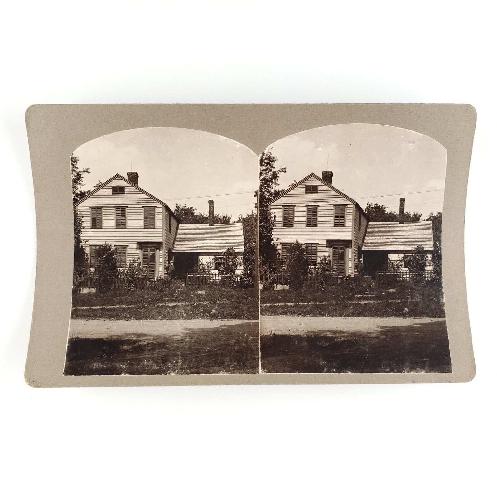 Plymouth Connecticut House Garden Stereoview c1902 Old Man Home Photo Card A1871