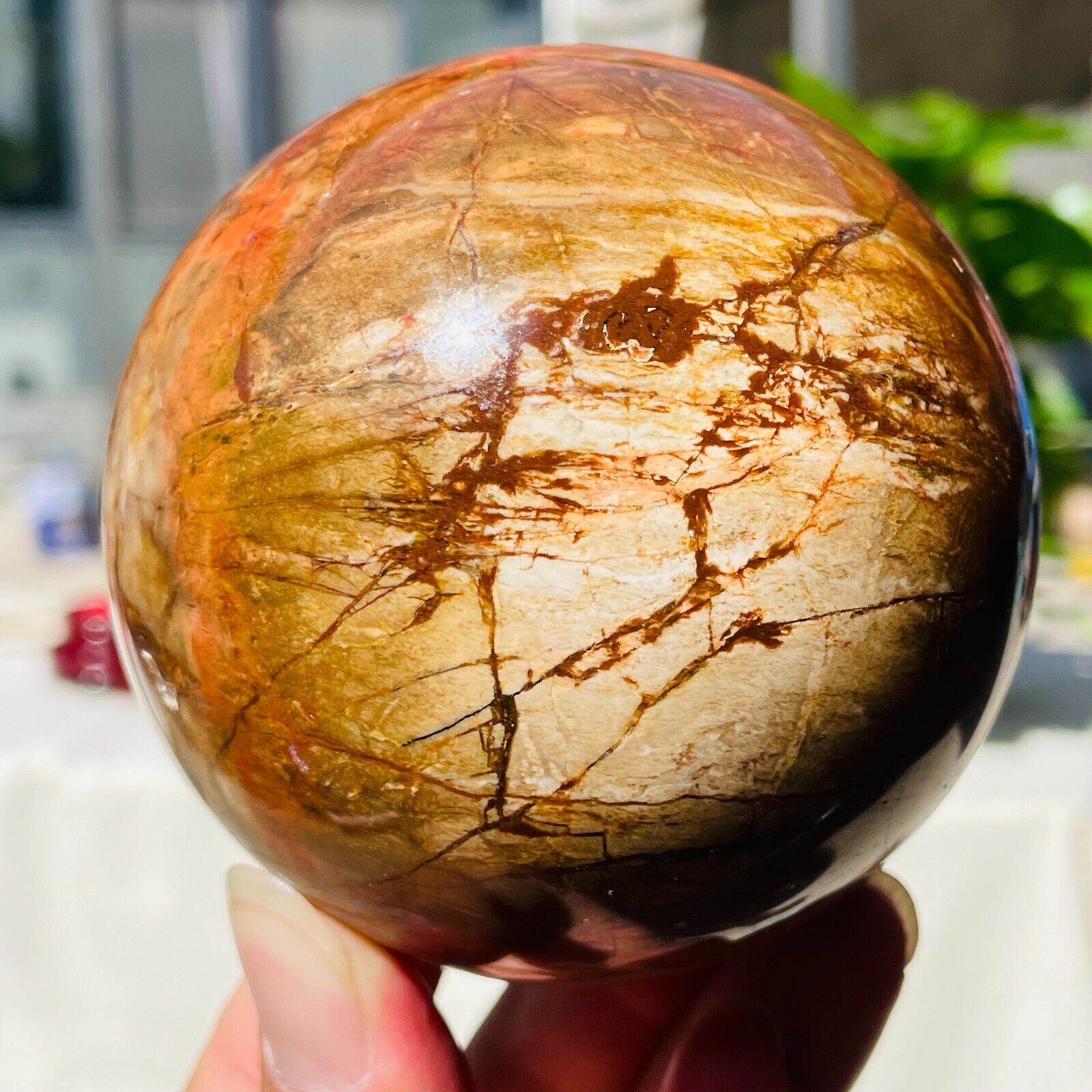 775g Natural Yellow Petrified Wood Crystal Ball Fossil Polished Sphere Specimen