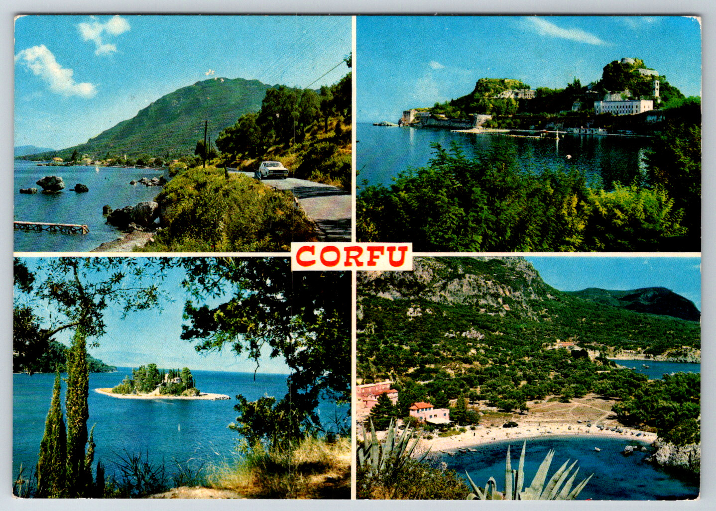 1970s Corfu Greece Multiview by Editions Kaguridis Vintage Postcard