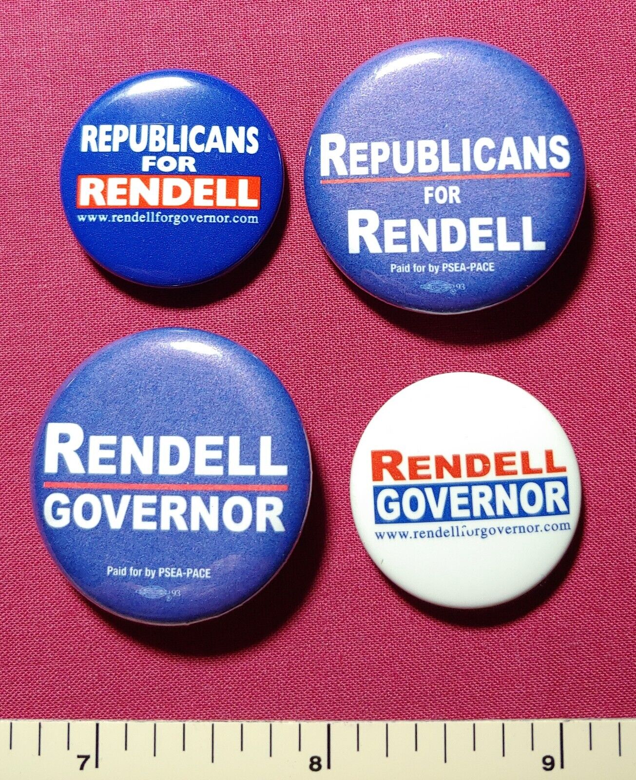 4 ELUSIVE OFFICIAL ED RENDELL GOVERNOR PENNSYLVANIA (D) PINBACK BUTTONS  BR