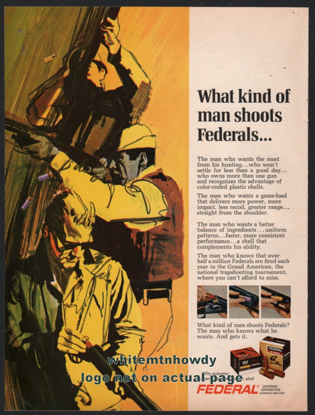 1968 FEDERAL Shotgun Shell Vintage Shotshells AMMUNITION AD