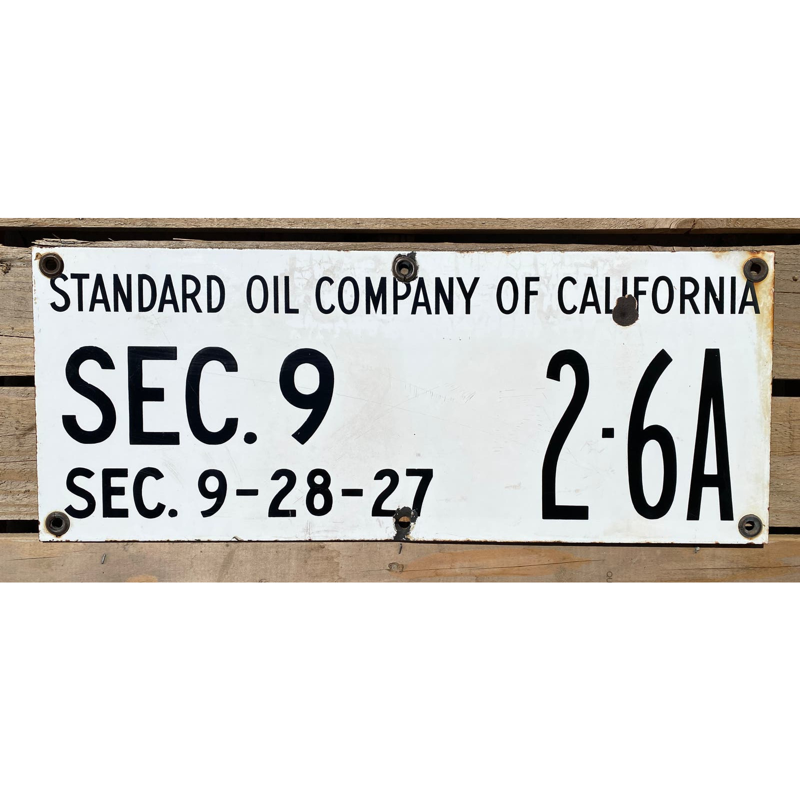 Standard Oil Company of California Vtg Porcelain Oil Lease Sign Oilfield 955A