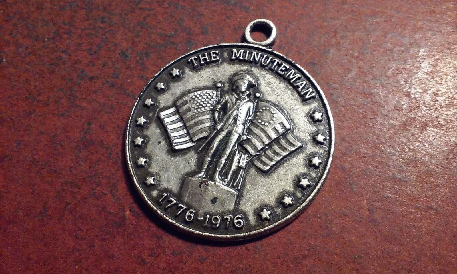 1976 Silver-Tone USA BICENTENNIAL Key Fob THE MINUTEMAN Commemorative Pewter?