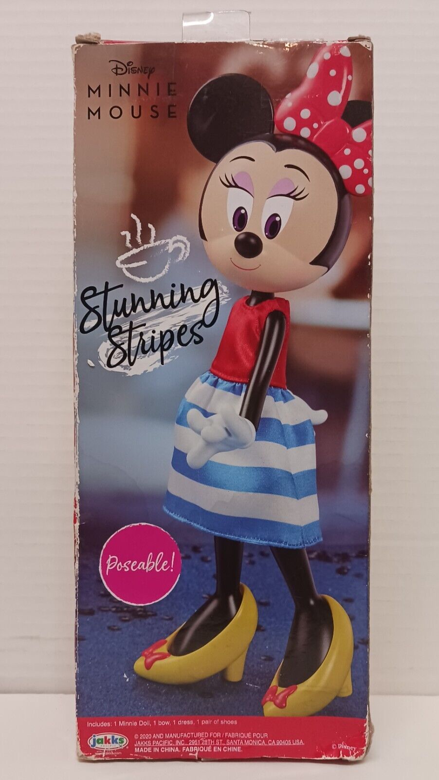 Disney Minnie Mouse Poseable Doll Jakks Pacific 2020 New in Box Stunning Stripes