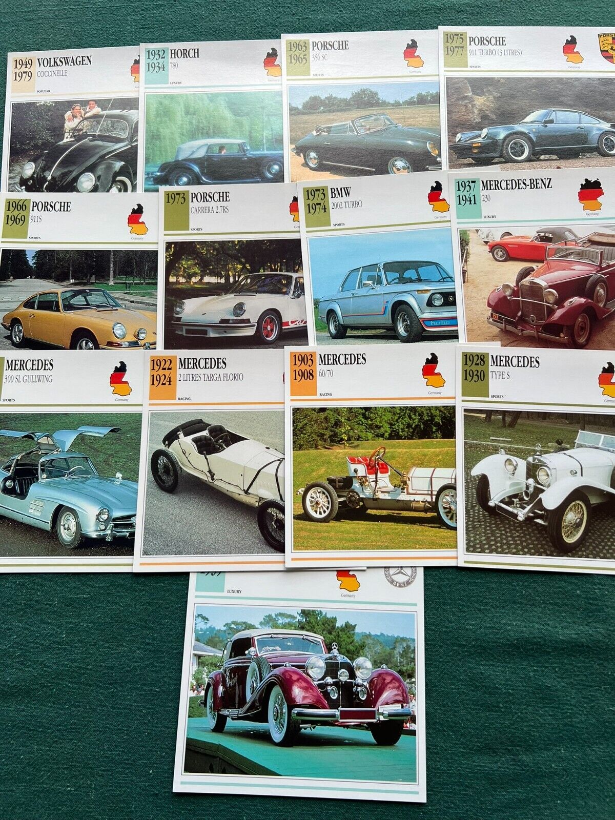 13 Edito Service Cards of Knowledge Lot German Cars Porsche BMW Mercedes Horch