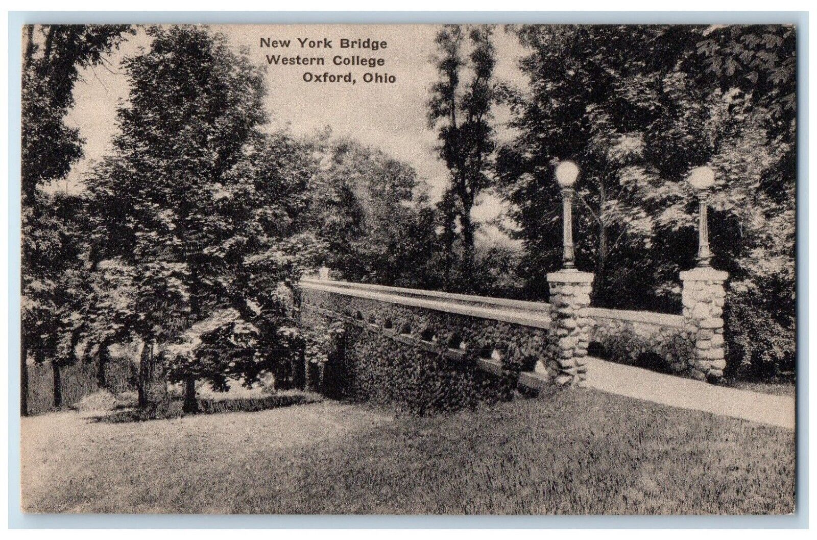 c1940 New York Bridge Western College Exterior Oxford Ohio OH Vintage Postcard