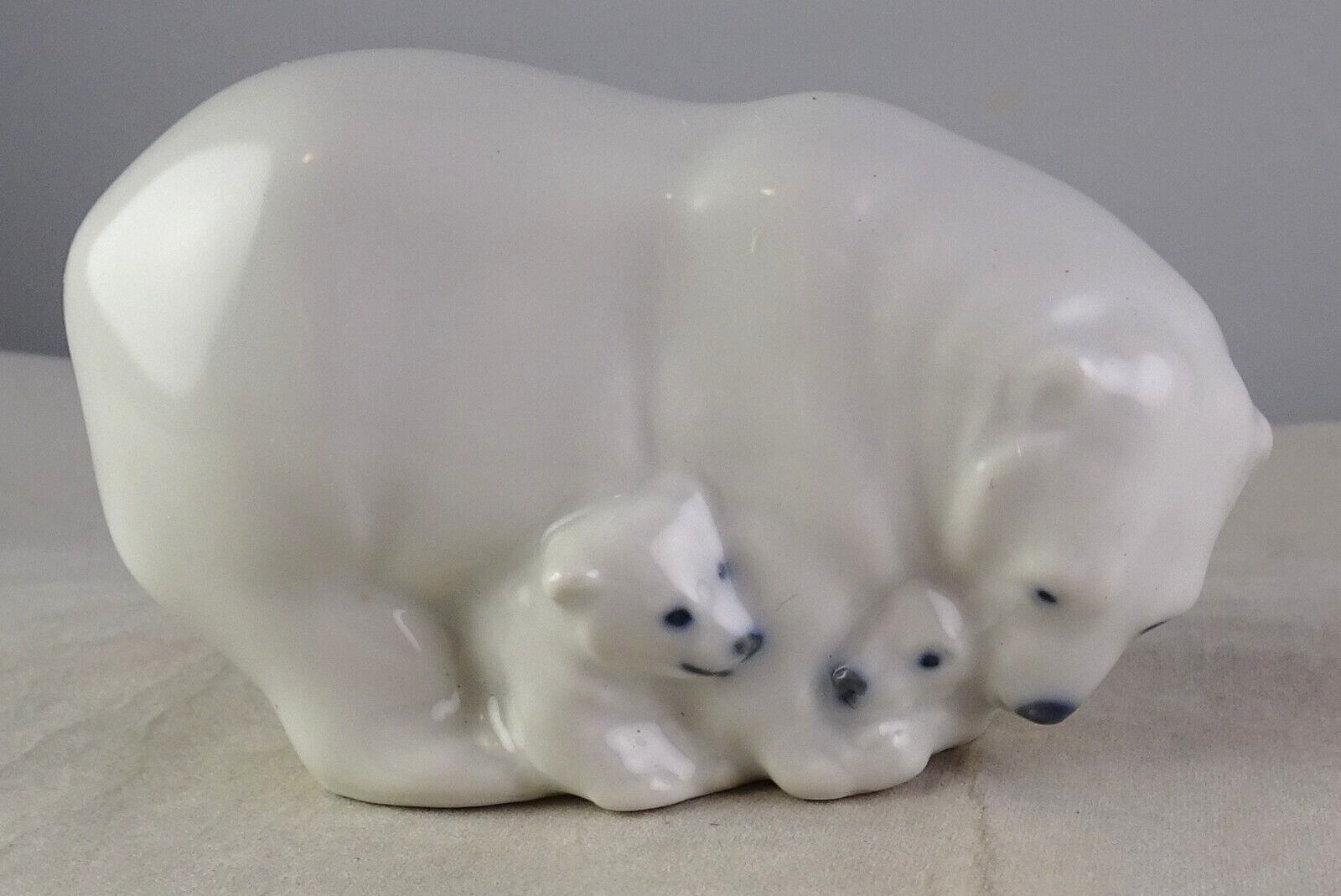 Royal Copenhagen Vintage Polar Bear w/Cubs Figurine 4780 Jeanne Grut