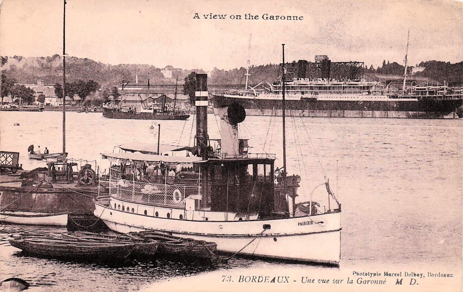 Port of Bordeaux France Harbor Garonne River Steamer Ship Vtg Postcard D61