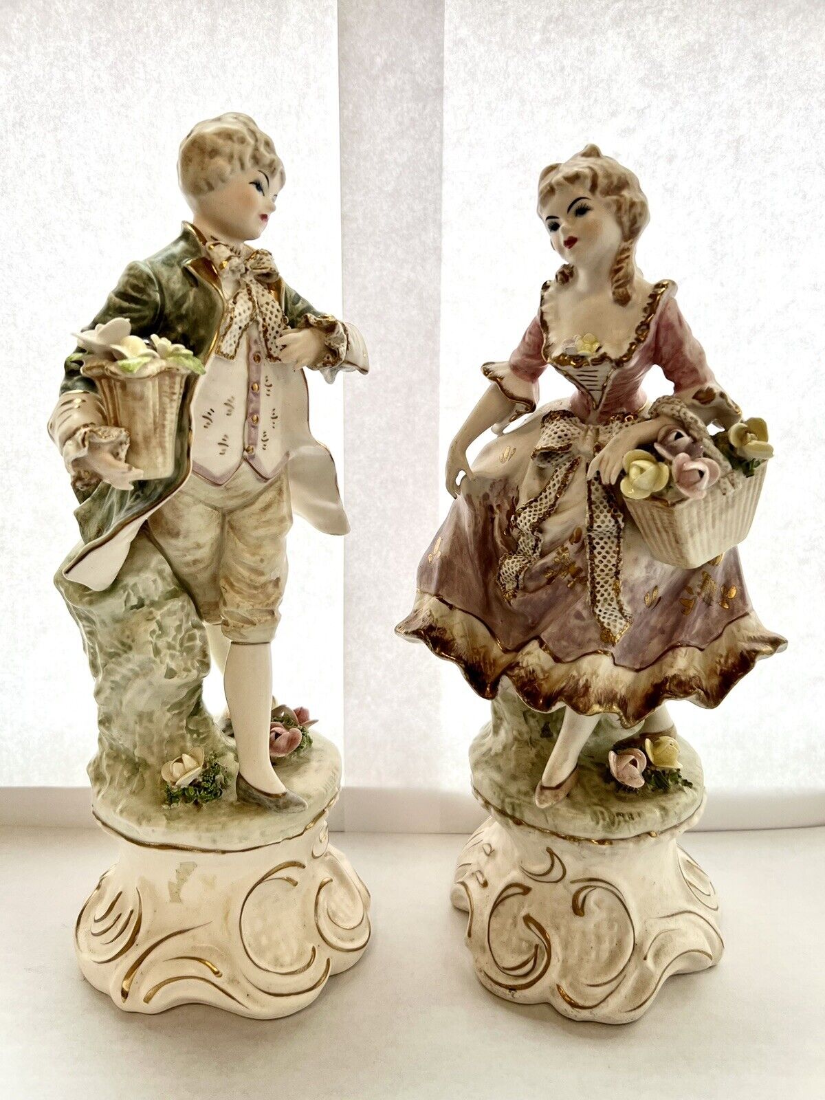 Beautiful Pair of Japanese Antique Busque Figurines
