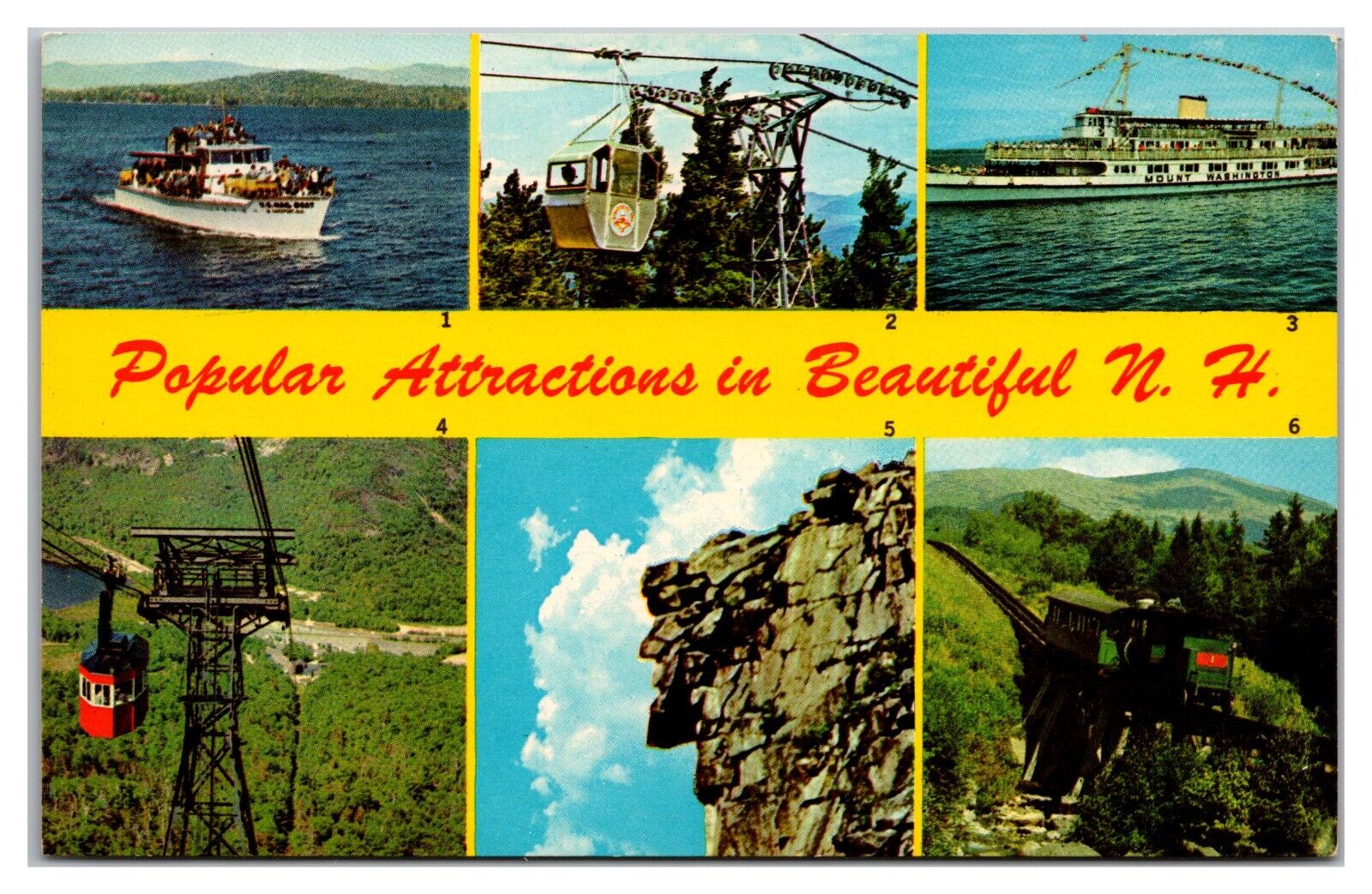 Popular Attractions In Beautiful New Hampshire Postcard