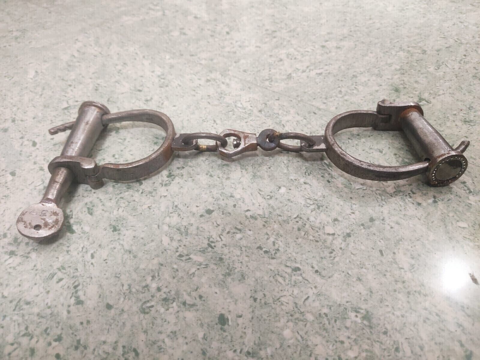 Handcuff Vintage Hand Key Iron  Handcuff And Shackle 12 Inches