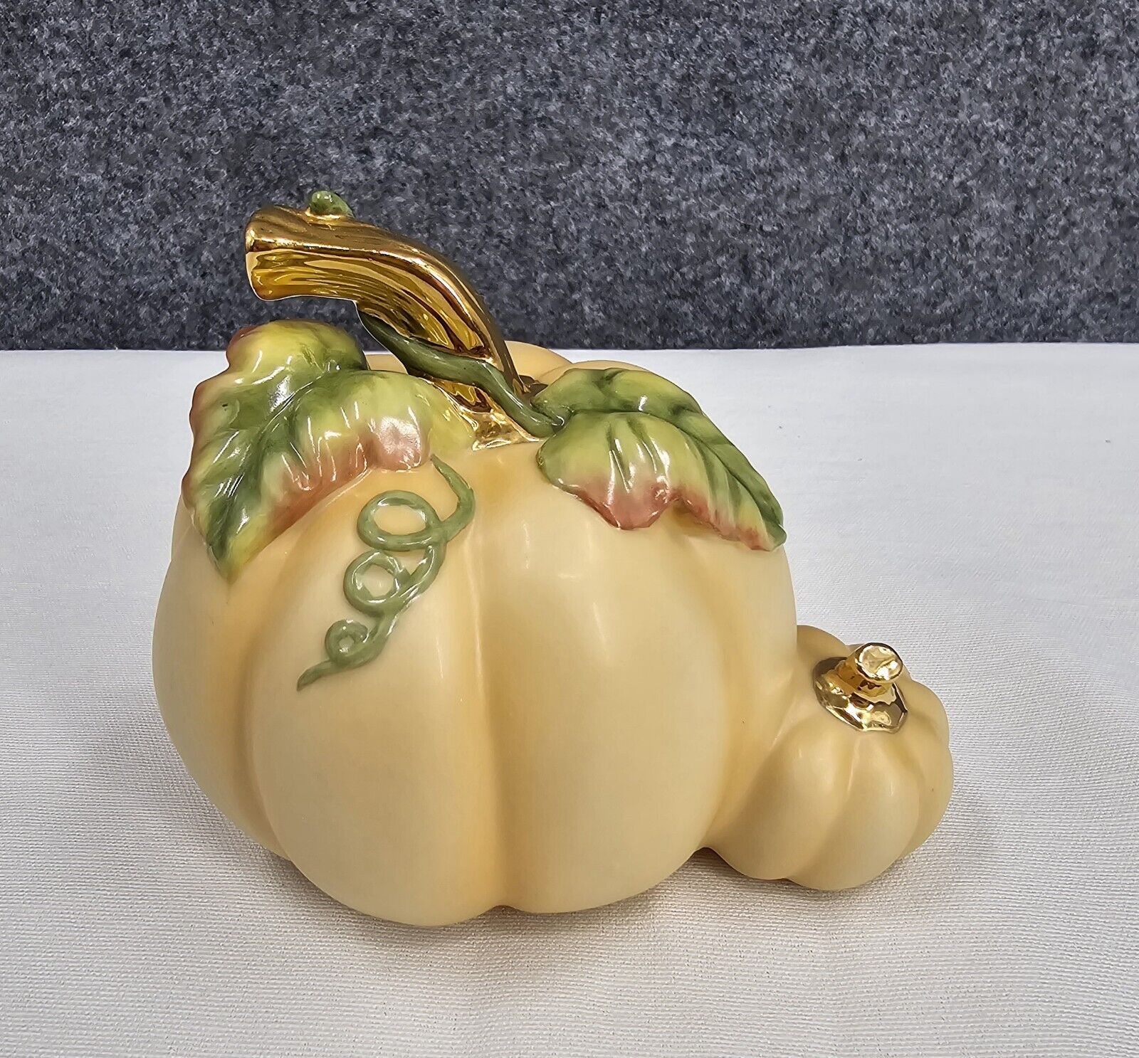 Lenox Pumpkins Sculpture Hand Painted Gold Stemmed 4\