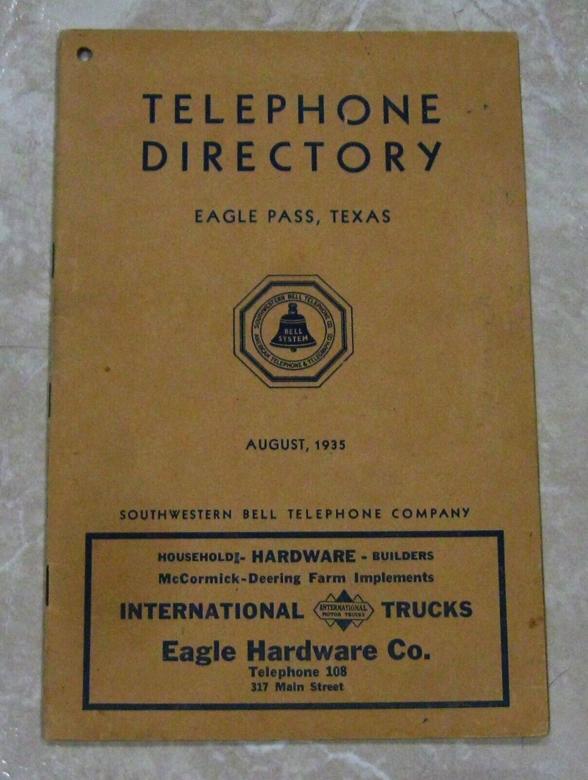 Eagle Pass Texas August 1935 Telephone Directory
