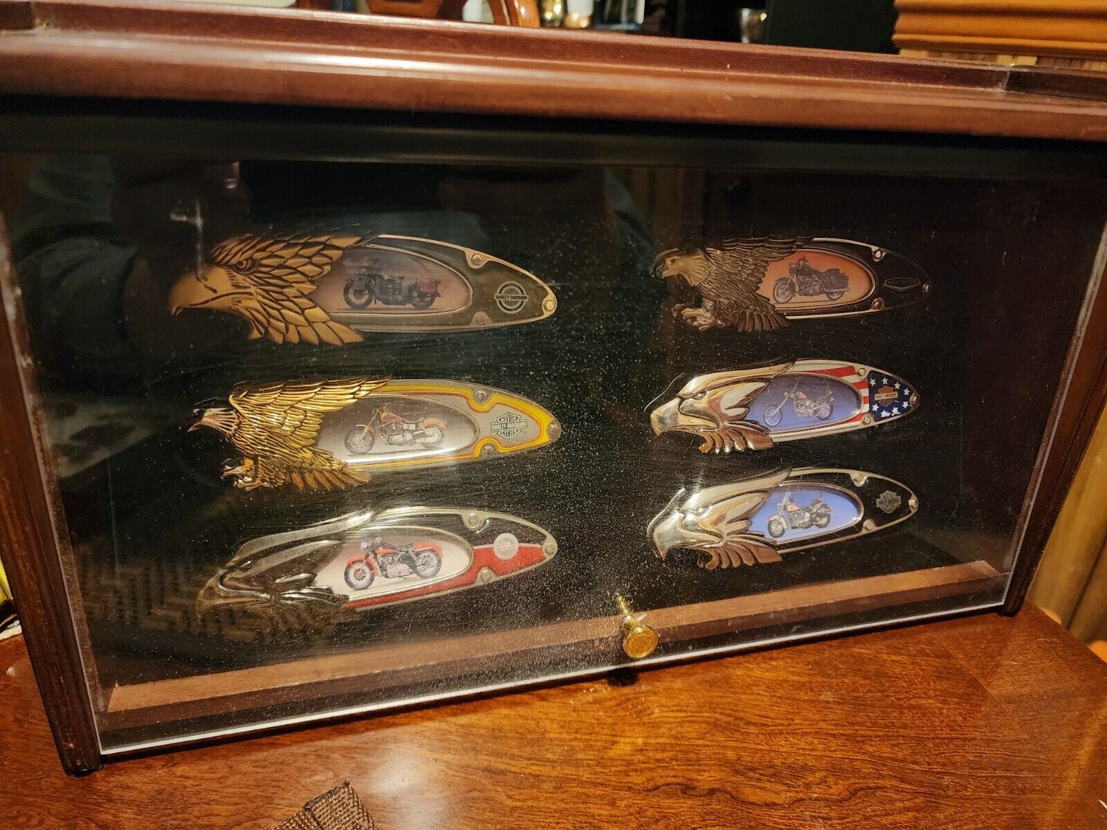 Harley Davidson Franklin Mint Collectors Knife Set Of Six - Display Case, WOW