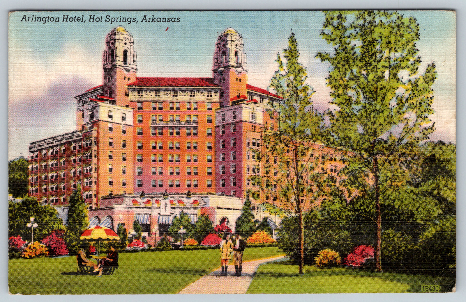 c1940s Linen Arlington Hotel Hot Springs Arkansas Vintage Postcard