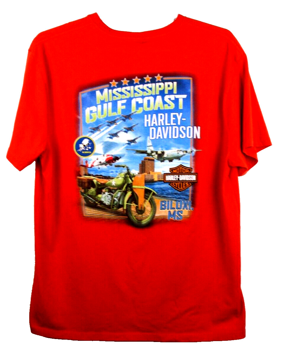 Harley Davidson Shirt Biloxi Mississippi Coast Armed Forces Military Men\'s 2XL