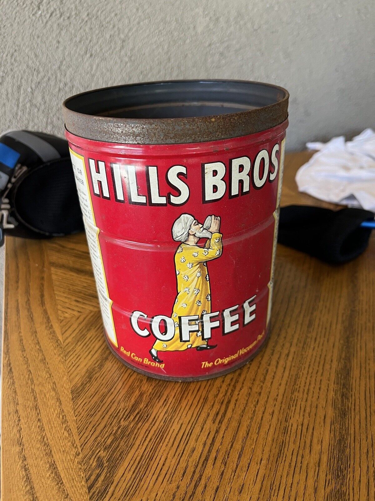 Vintage HILLS BROS Coffee Can Without  Lid / Tin | 2 Lb | Kitchen/Advertising