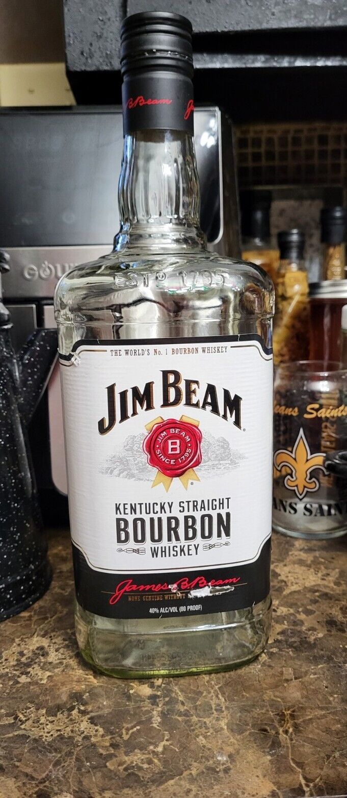 Empty Glass Jim Bean Bourbon Liquor Bottle