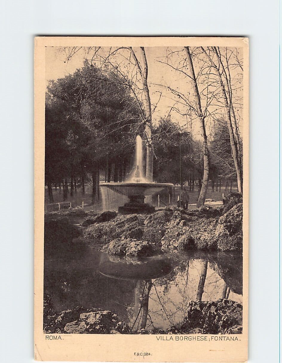 Postcard Fontana Villa Borghese Rome Italy