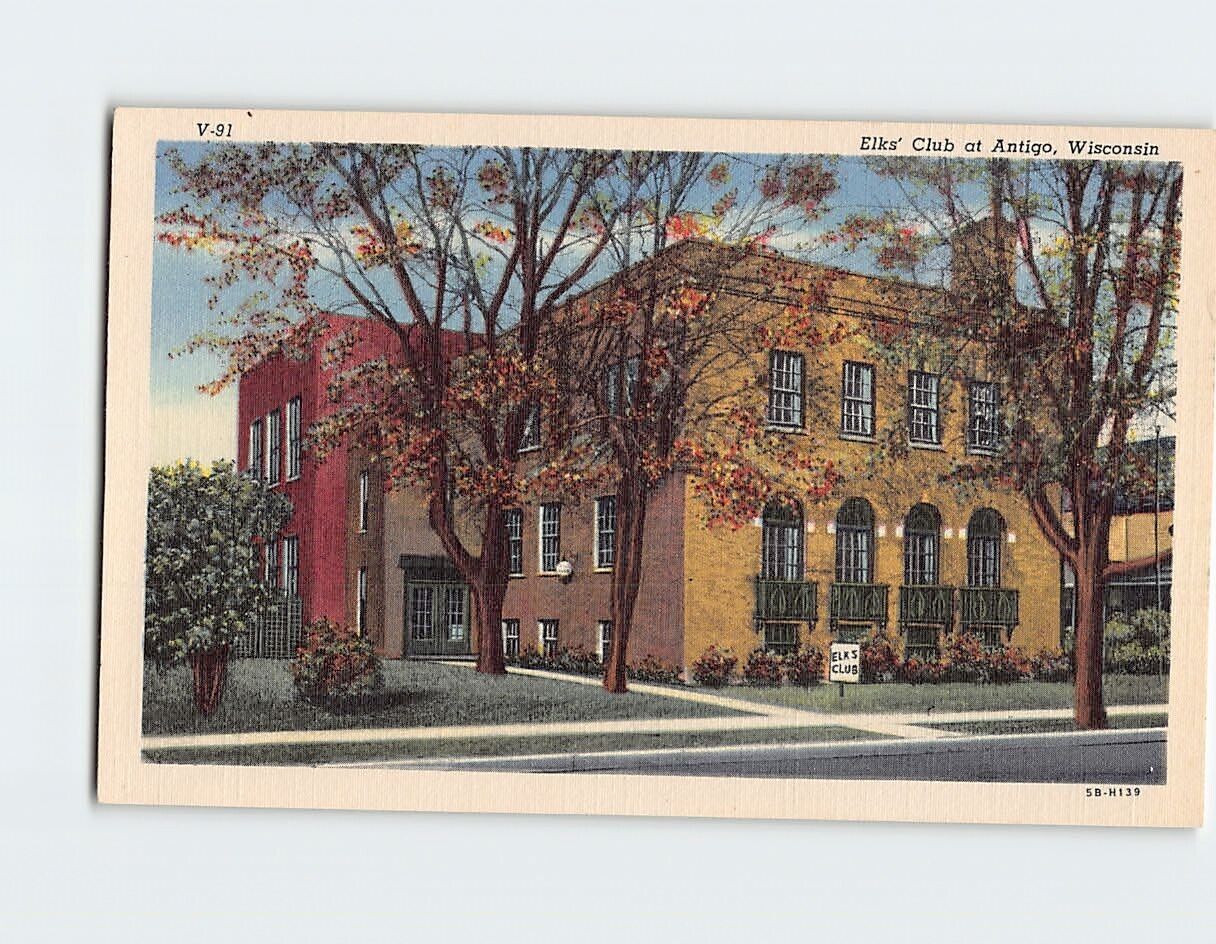 Postcard Elks\' Club at Antigo Wisconsin USA North America