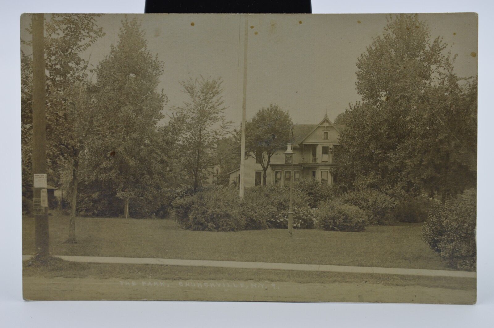 1922- RPPC - Real Photo Postcard - The Park, Churchville, NY