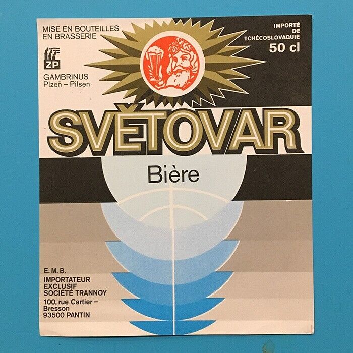 Czechoslovakia Czechia Plzen Gambrinus Svetovar vintage beer label export France