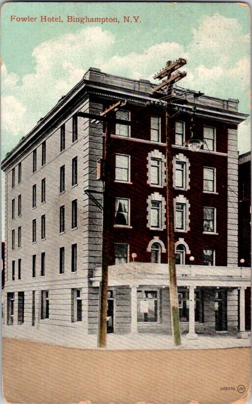 Vintage Postcard Binghampton Hotel Binghampton NY New York 1912            K-374