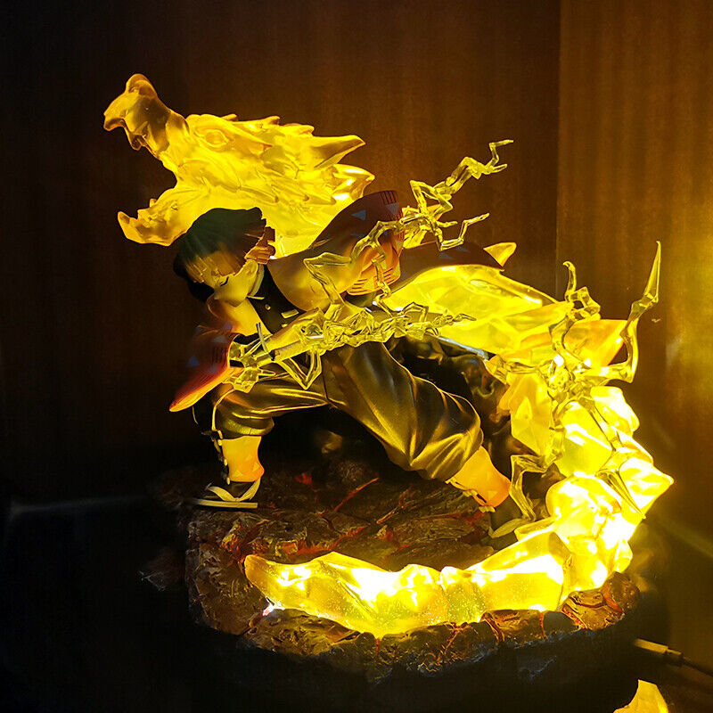 Anime Demon Slayer LED Light Figure Agatsuma Zenitsu Kokyuu Statues Stand Gifts
