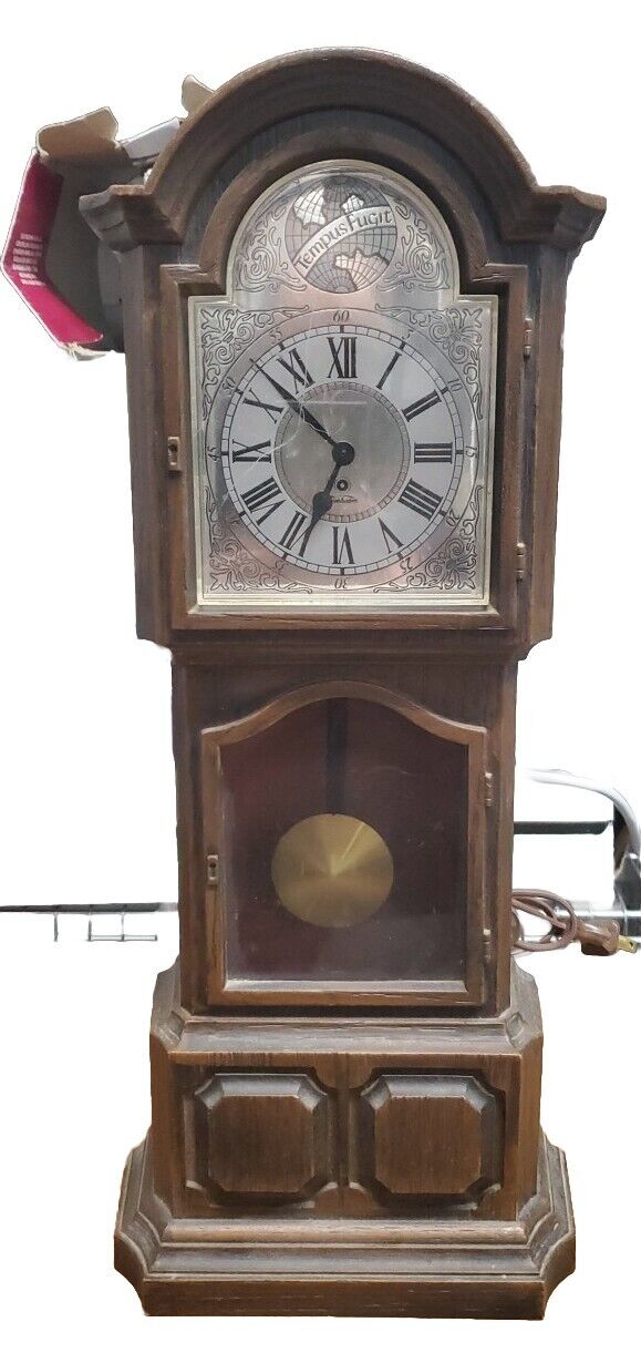 Vintage Sunbeam Tempus Fugit Electric Pendulum Miniature Grandfather Clock Works