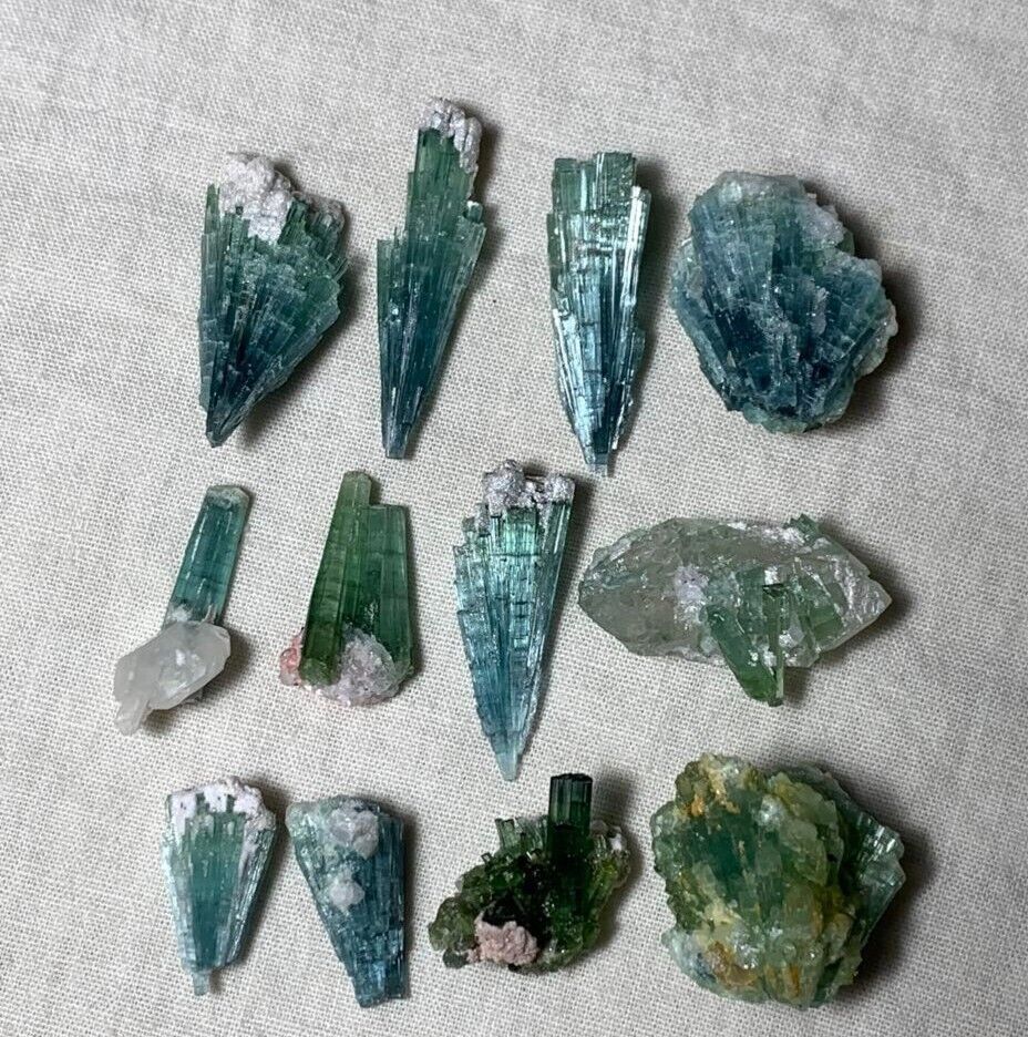 210 Carats beautiful  lot of 11 pieces Tourmaline Crystals specimen @Afghanistan
