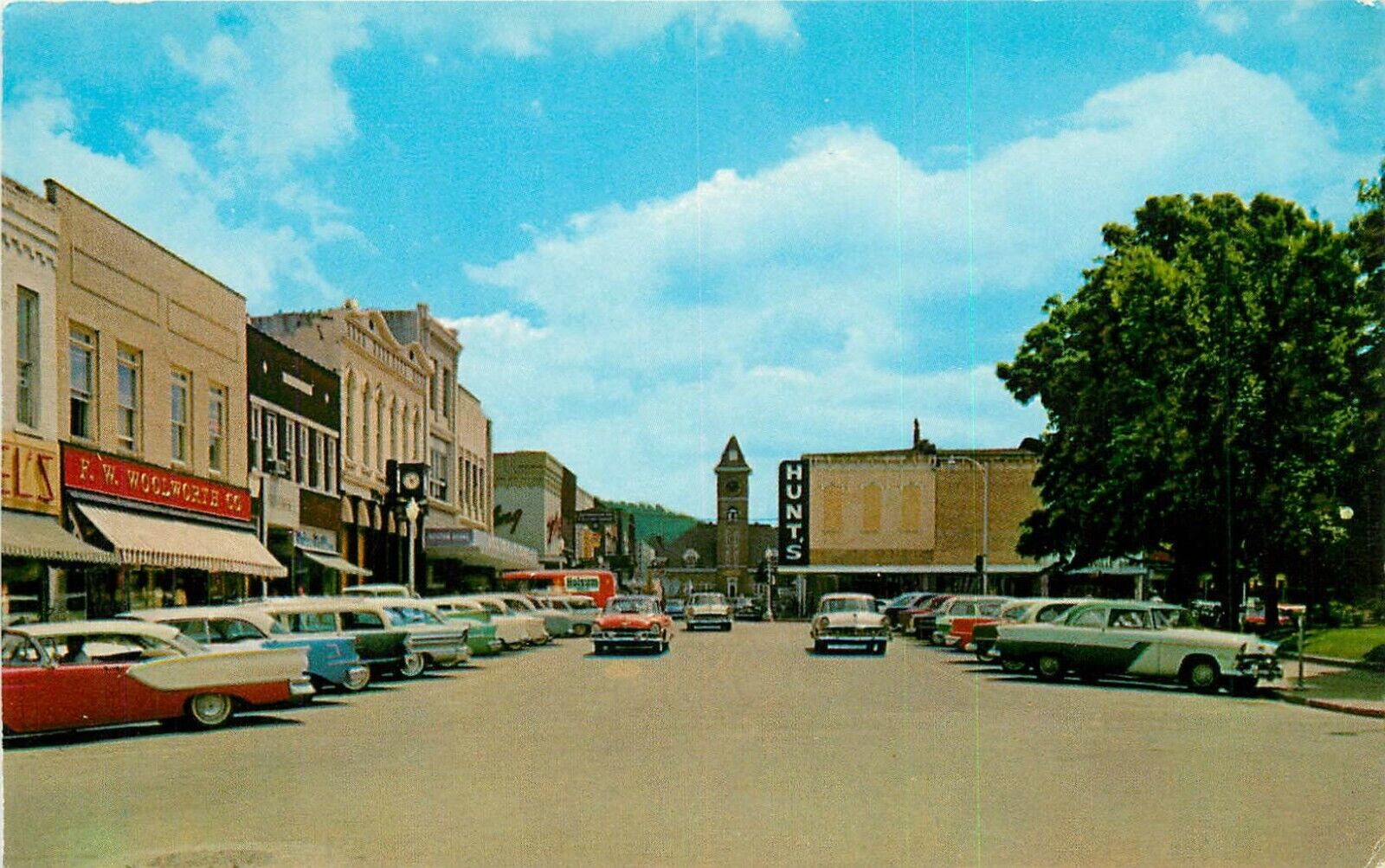 c1950s East On Center Street, Woolworths, Fayetteville, Arkansas Postcard