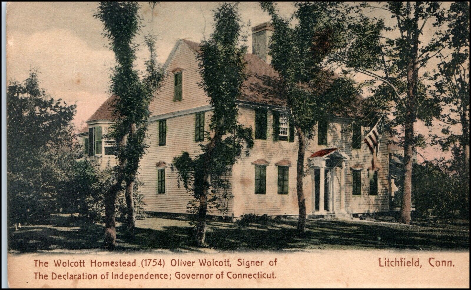 C.1901-1907 Oliver Wolcott Homestead Litchfield CT Postcard 