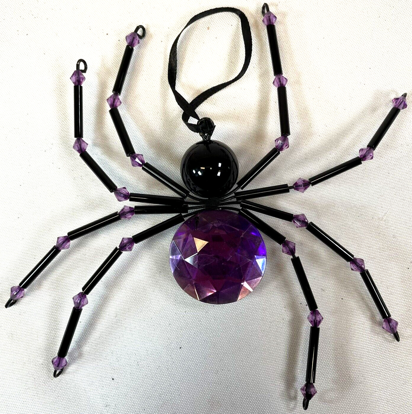 Jeweled Spider Hanging Halloween Decoration Craft Ornament Purple Jewel